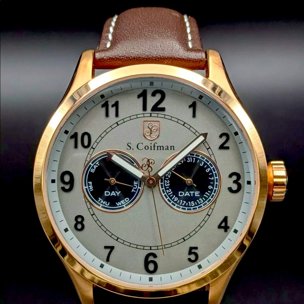 S. Coifman.Men's Day Date Swiss Quartz WatchSC0318